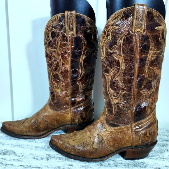 Boulet Shoes - Boulet Canada Western Cowgirl Boot Brown Leather Snip Toe | Women's Size 8.5